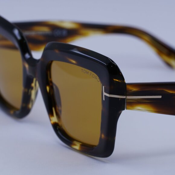 Tom Ford FT1157 52E Esme Sunglasses Dark Havana Square Frame, Brown Lenses main image 10